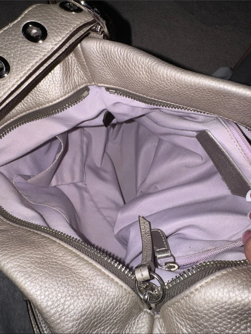 Gray Coach Leather Shoulder Bag - Classic Pebbled Hobo Y2K